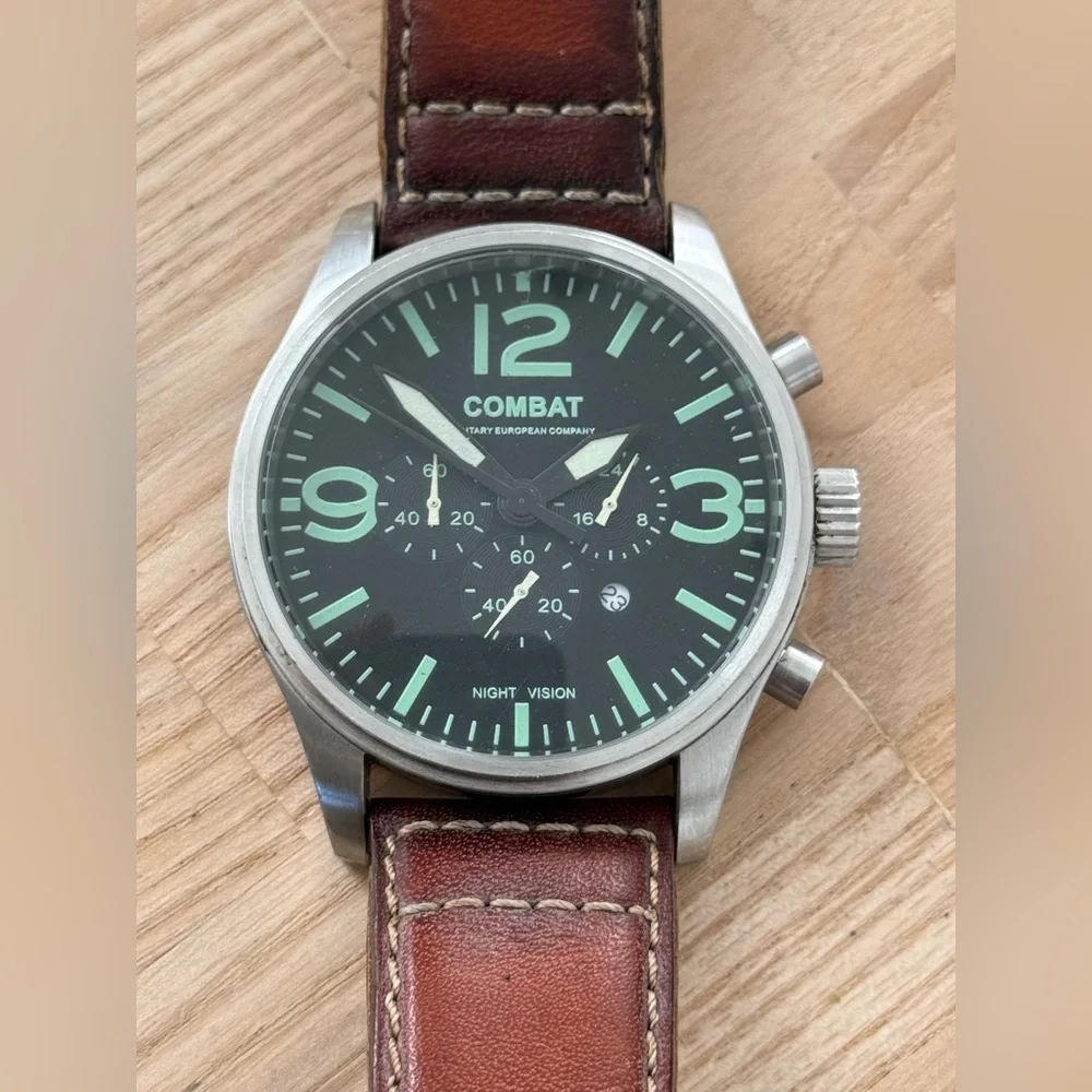 M.E.C. Military European Company Rare Combat Night Vision Chronograph Watch